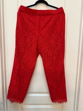 J. Crew Red Lace Cropped Pants